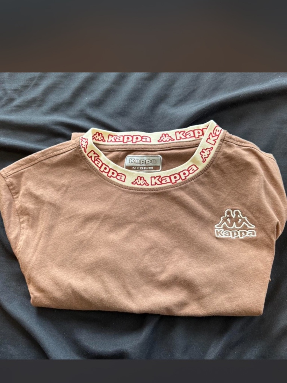 Kappa Brown Tee with Cream Red-Branded Collar